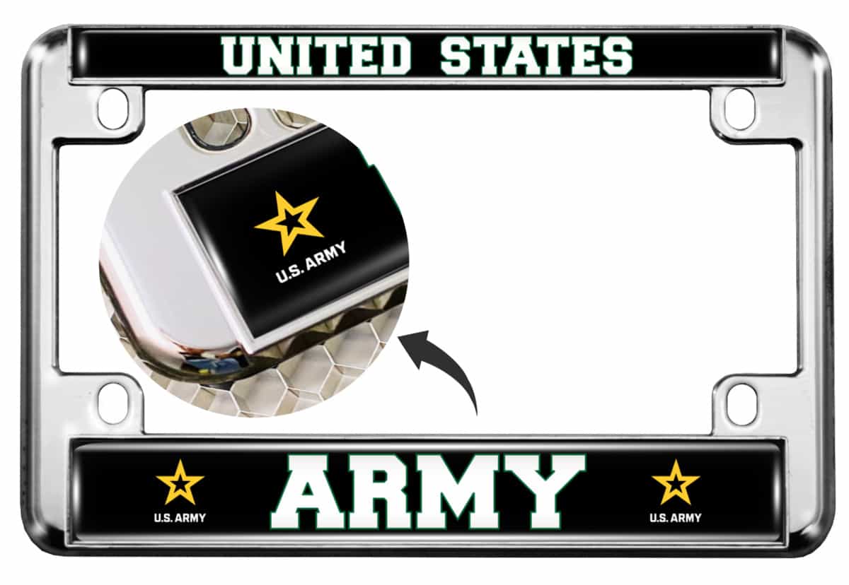 U.S. Army with Star Logo - Motorcycle Metal License Plate Frame
